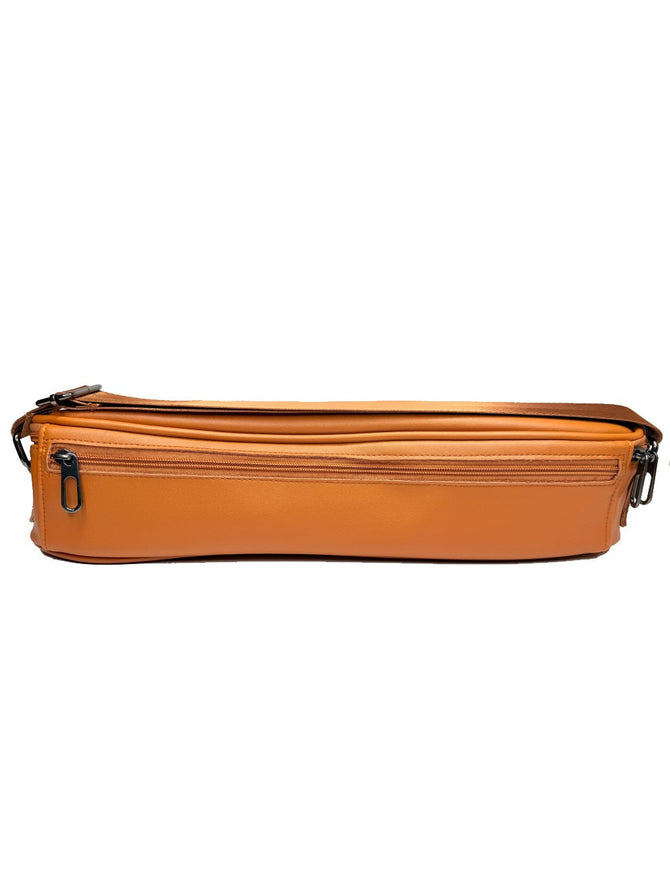 Luksusa klases brūna mākslīgās ādas flautas soma