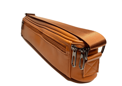 Luksusa klases brūna mākslīgās ādas flautas soma