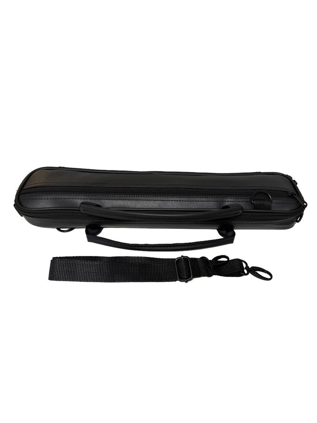 Luksusa klases melna mākslīgās ādas flautas soma